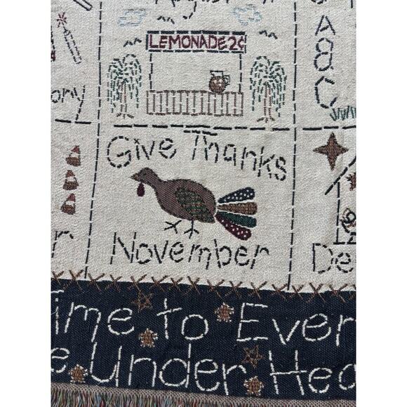 Vintage Christian Blanket Woven Tapestry Ecclesiasties Cottagecore Prairie Cozy - Picture 6 of 10